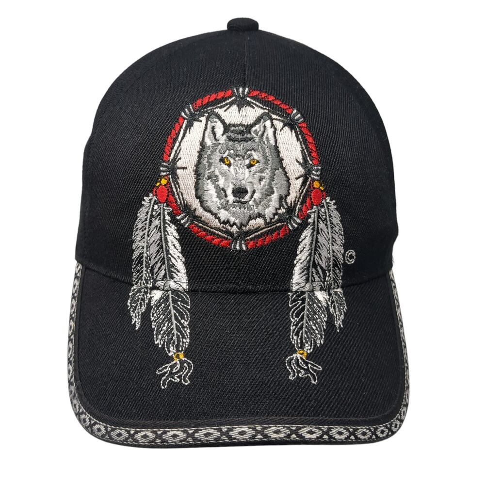 Vintage Dream Catcher Wolf Native Baseball Cap Black OS Embroidered Santo Cap
